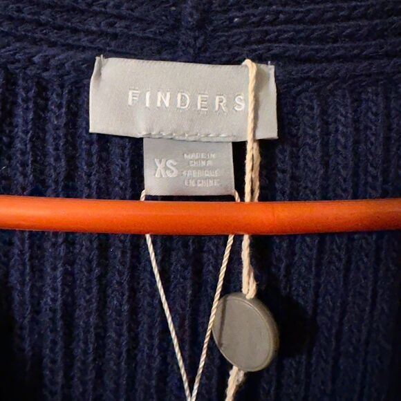 Finders Keepers Frederick Flare Sleeve Knit Ink Oversized V Neck Sweater Navy XS - Picture 6 of 7